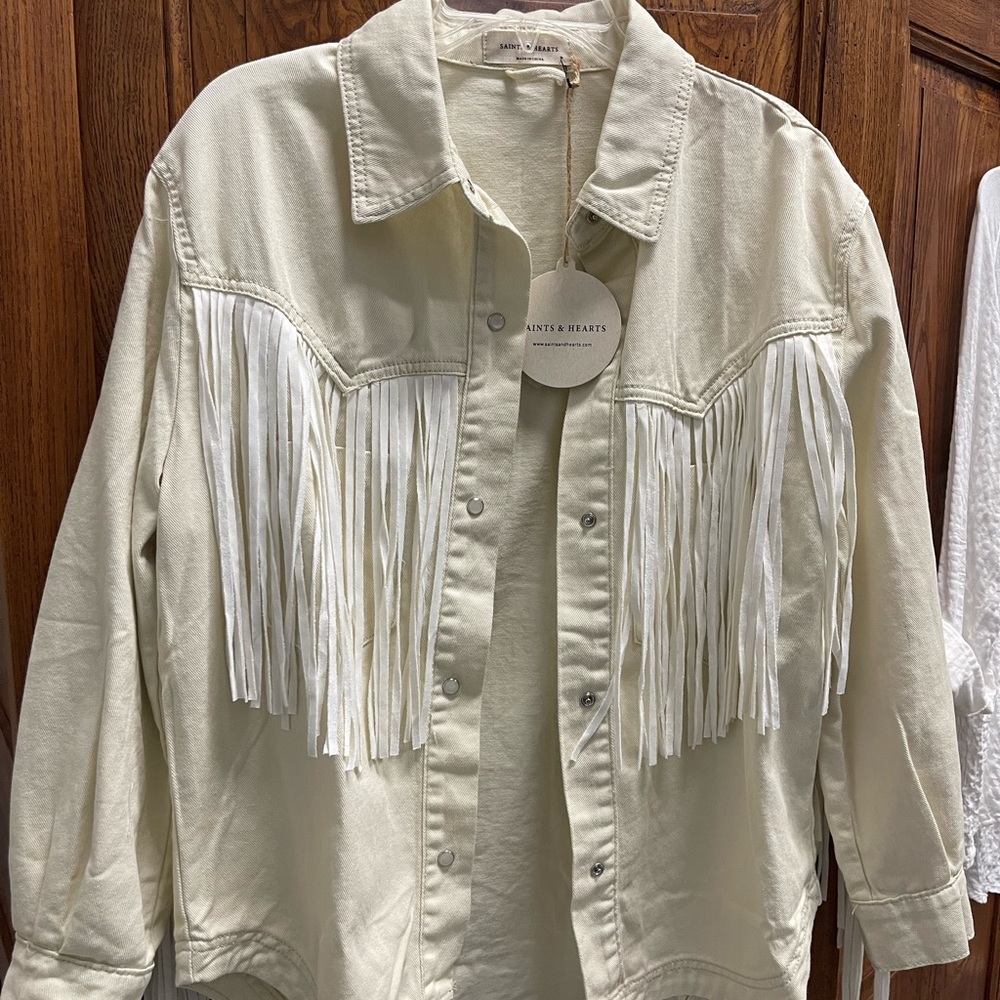 NWT Saints & Hearts S/M cream denim jacket